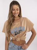 Stylish Short Sleeve T-Shirt in Camel Color