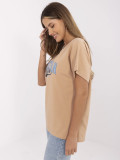 Stylish Short Sleeve T-Shirt in Camel Color