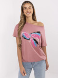 Stylish T-shirt with Application in Dark Pink