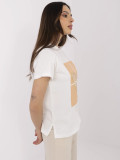 Stylish ecru T-shirt with application