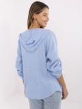 Blue Hooded Blouse