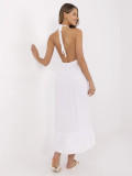White Flared Dress with V Neckline