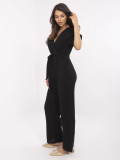 Elegant black jumpsuit with short sleeves
