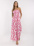 White-Pink Geometric Pattern Jumpsuit