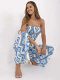 White-Blue Jumpsuit with Geometric Pattern