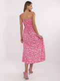 Pink Flared Dress with Floral Pattern