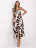 Flared Brown Dress with Animal Print