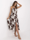 Flared Brown Dress with Animal Print