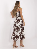Flared Brown Dress with Animal Print