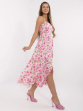 Pink Flared Dress with Floral Pattern