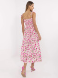 Pink Flared Dress with Floral Pattern