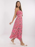 Pink Flared Dress with Floral Pattern