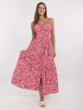 Pink Flared Dress with Floral Pattern