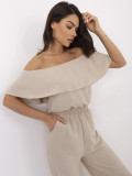 Beige Ruffled Jumpsuit