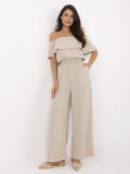 Beige Ruffled Jumpsuit