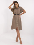 Elegant Brown Dress with Short Sleeves