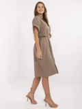 Elegant Brown Dress with Short Sleeves