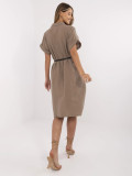 Elegant Brown Dress with Short Sleeves
