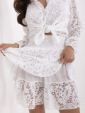 White Set with Long Sleeves and Lace Details