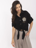 Stylish Black Blouse with 3/4 Sleeves