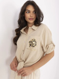 Beige Blouse with 3/4 Sleeves