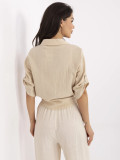 Beige Blouse with 3/4 Sleeves