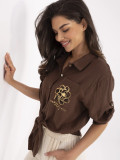 Brown Blouse with 3/4 Sleeves