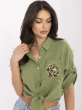 Stylish Khaki Shirt with 3/4 Sleeves