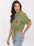 Stylish Khaki Shirt with 3/4 Sleeves