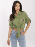 Stylish Khaki Shirt with 3/4 Sleeves