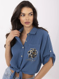 Women's Blouse with 3/4 Sleeves in Dark Blue
