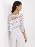 White Boho Blouse with 3/4 Sleeves