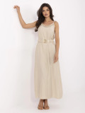 Beige Maxi Dress with Belt