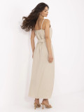 Beige Maxi Dress with Belt
