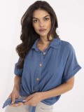 Elegant Blue Blouse Made of Tencel