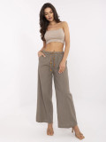 Beige Wide-Leg Linen Pants