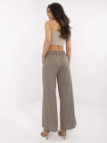 Beige Wide-Leg Linen Pants