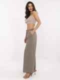 Beige Wide-Leg Linen Pants