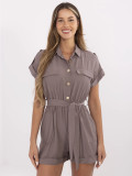 Elegant Beige Jumpsuit with Short Sleeves