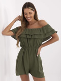 Ruffled Khaki Jumpsuit
