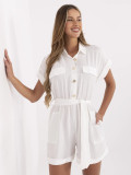 Elegant ecru jumpsuit with short sleeves
