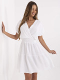 White Flared Dress with Short Sleeves
