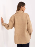 Beige casual shirt-style jacket with collar