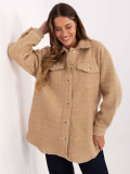 Beige casual shirt-style jacket with collar