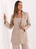 Beige elegant blazer with lining and brooch