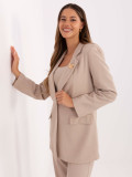 Beige elegant blazer with lining and brooch