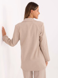 Beige elegant blazer with lining and brooch