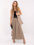 Beige elegant long vest with lining