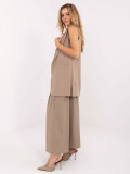 Beige elegant long vest with lining