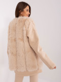 Beige faux fur vest with lining
